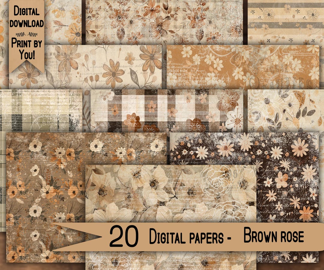 Digital Paper Pack Shabby Chik Junk Journal Scrapbook Kit Collage Sheet ...