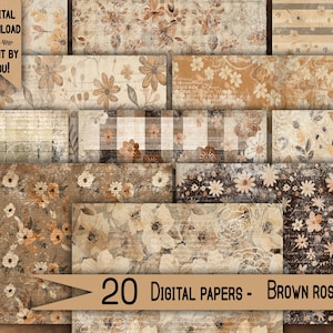 Digital paper pack Shabby chik junk journal Scrapbook Kit Collage Sheet Vintage Ephemera background Printable Prints craft diy Floral