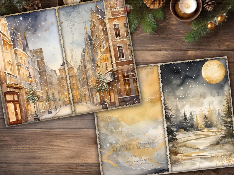 Christmas Junk Journal Pages Digital Scrapbook Paper Kit Collage Sheet ...