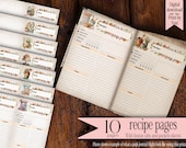 Recipe Pages Cook Book junk journal kit printable journals digital paper vintage junkjournal scrapbook ephemera Digital Download template