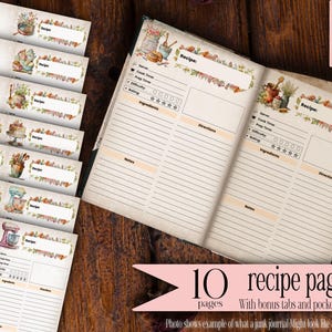 Páginas de recetas Libro de cocina Kit de diario basura Diarios imprimibles Papel digital Diario basura vintage Álbum de recortes Efímera Plantilla de descarga digital