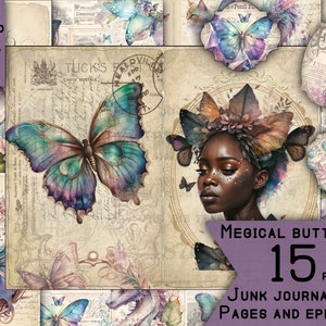 junk journal pages digital Download butterfly scrapbook paper DIY craft kit junk journal digital art vintage printable journals Ephemera