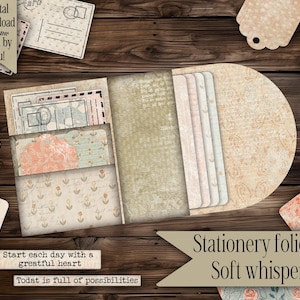 Briefpapier Bloemen Papieren folio Craft Kit voor Pen Pal Vintage Scrapbooking Supply Brief schrijven DIY Journal Print Card Digitale Download soft