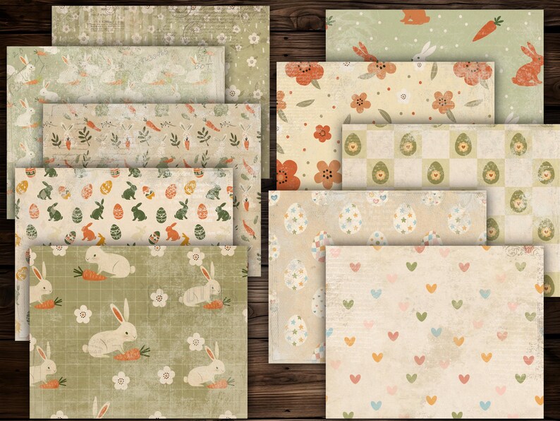 Easter Digital Paper Mega Kit Printable Scrapbook Vintage Bunny Floral ...