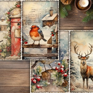 Christmas Junk Journal Pages Digital Scrapbook Paper Kit Collage Sheet ...
