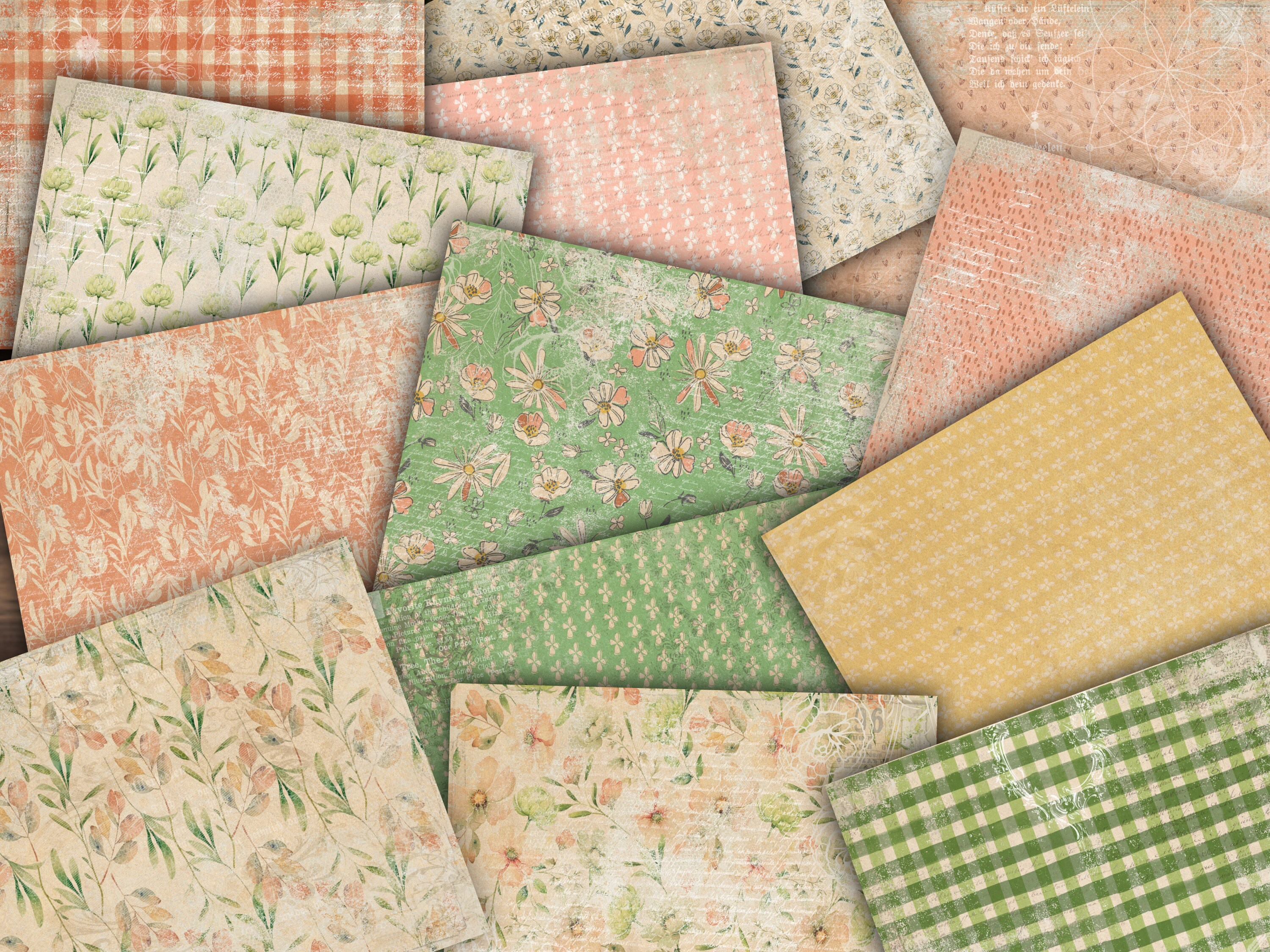 Digital Paper Pack Shabby Chik Junk Journal Scrapbook Kit Collage Sheet ...