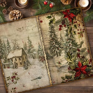 Christmas Junk Journal Pages Digital Scrapbook Paper Kit Collage Sheet ...