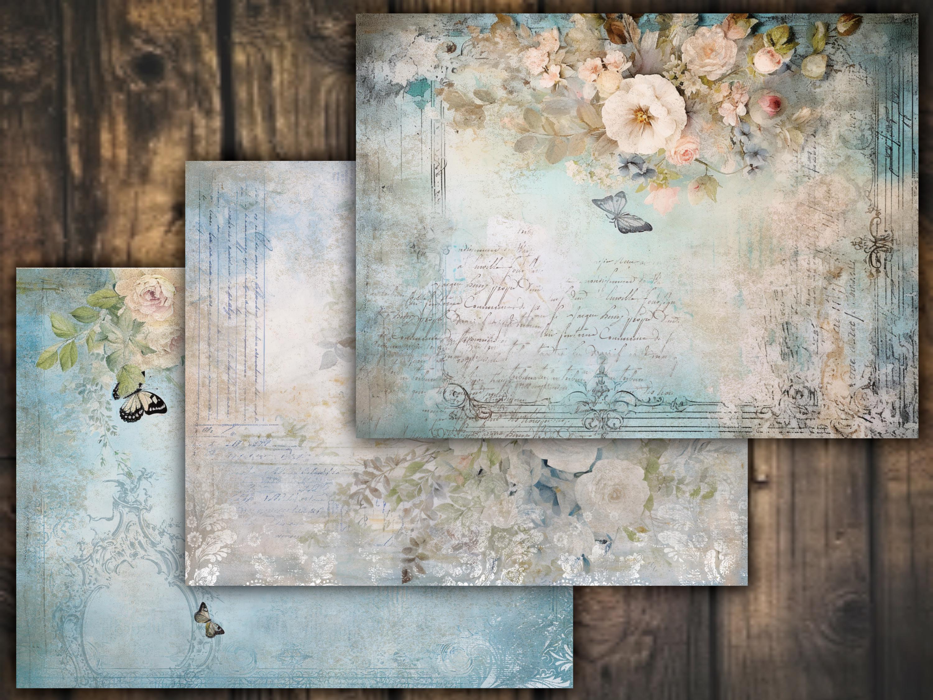Digital Paper Pack Shabby Chik Junk Journal Scrapbook Kit Collage Sheet ...