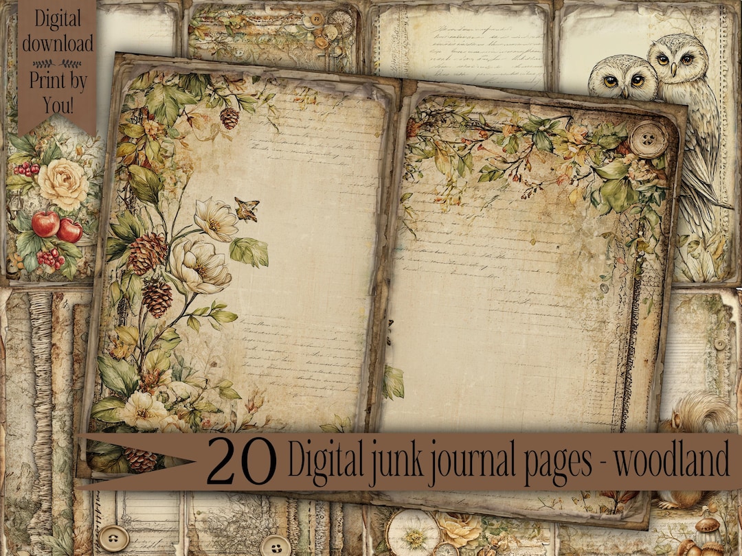 Woodland Junk Journal Kit Printable Vintage Forest Ephemera Paper Pack ...