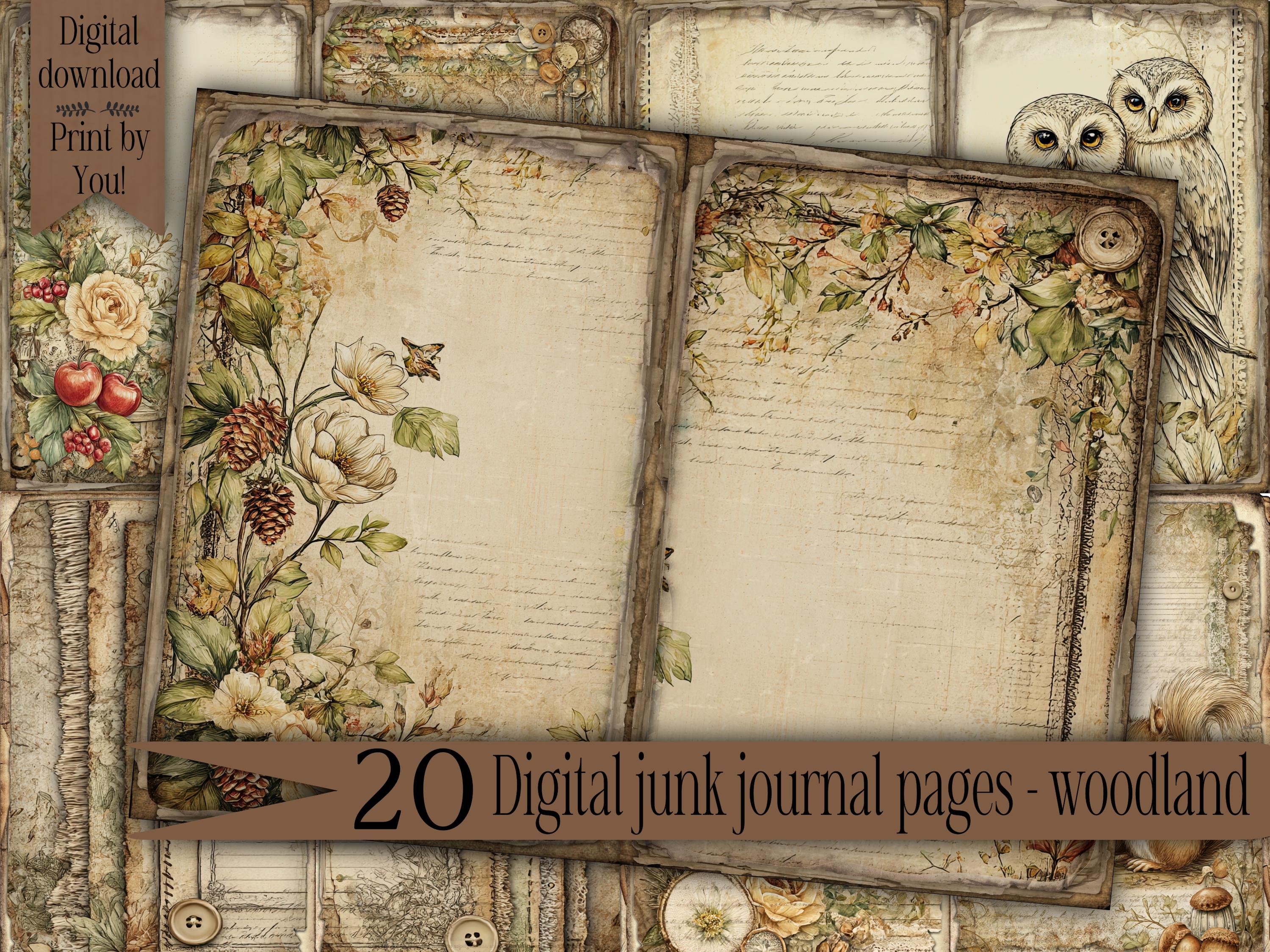 Woodland Junk Journal Kit Printable Vintage Forest Ephemera Paper Pack ...