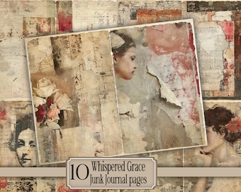 Junk Journal page Vintage craft paper pack Digital Download Mixed Media Supply junkjournal kit Scrapbook Ephemera collage print DIY Texture