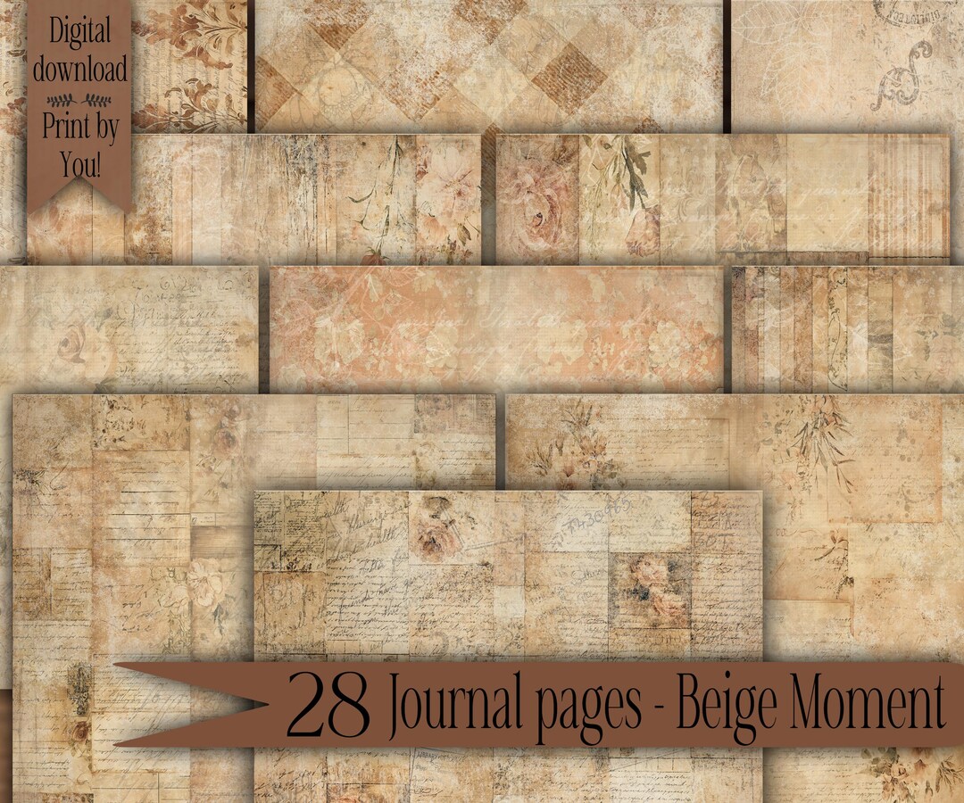 Digital Paper Pack Shabby Chic Junk Journal Scrapbook Kit Collage Sheet ...