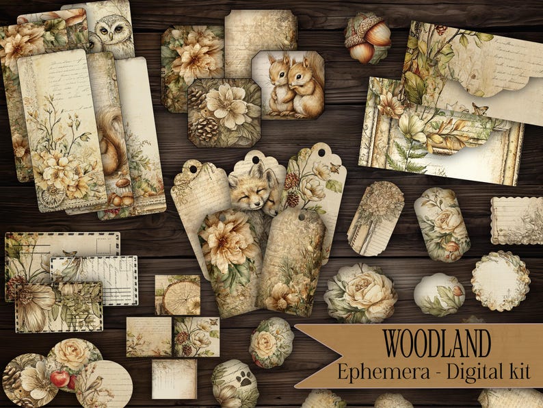 Woodland Junk Journal Kit Printable Woodland Ephemera Pack Forest ...