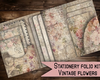 Digital Download Stationery Floral Paper Craft Kit for Pen Pal Vintage Scrapbooking Supply Letter Writing DIY Journal Print Card Making