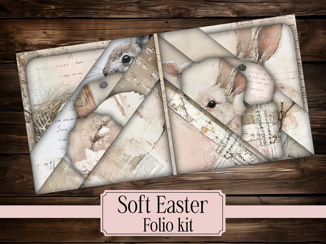 Soft Easter Folio Kit Printable Junk Journal Vintage Bunny Ephemera ...