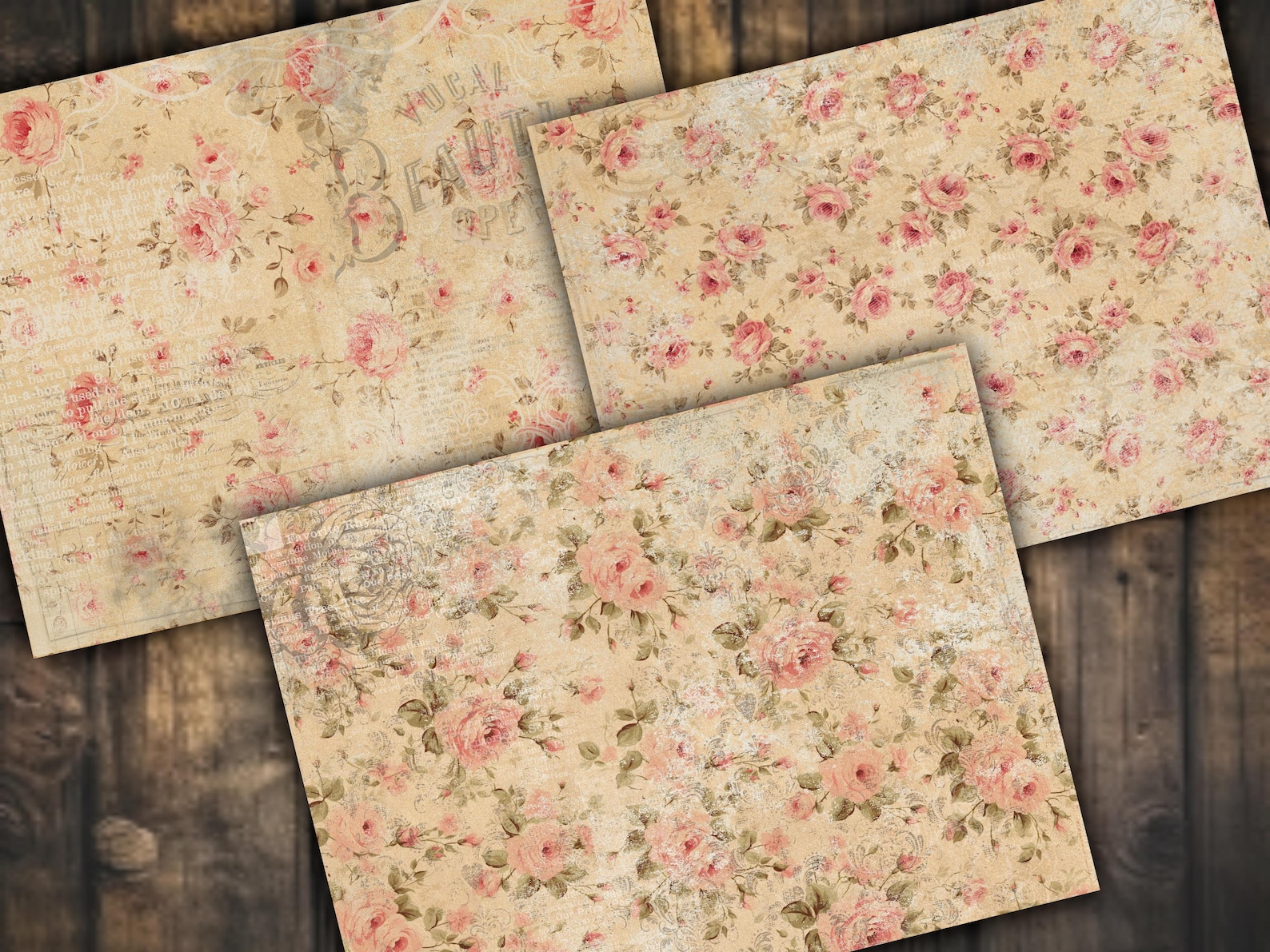 Digital Paper Pack Shabby Chik Junk Journal Scrapbook Kit Collage Sheet ...