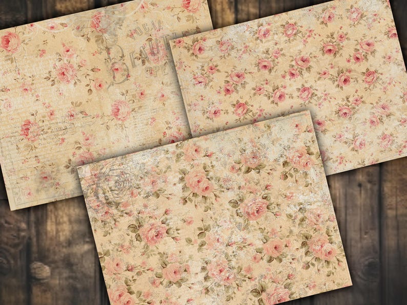 Digital Paper Pack Shabby Chik Junk Journal Scrapbook Kit Collage Sheet ...