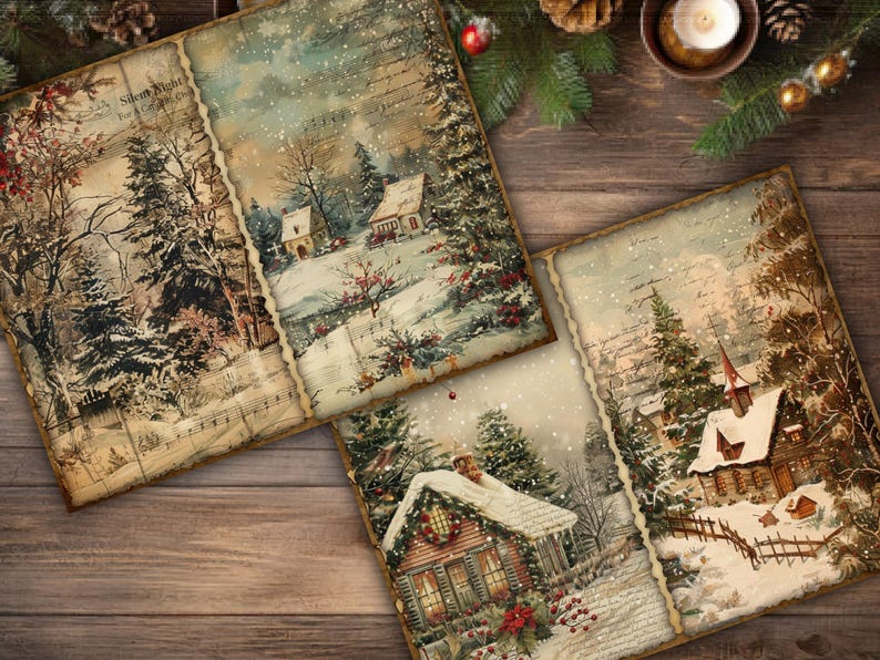 Christmas Junk Journal Pages Digital Scrapbook Paper Kit Collage Sheet ...