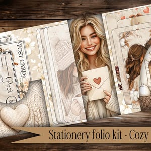 vintage folio card holder digital printable vintage junkjournal stationery paper gift junk journal Folio pocket scrapbook Valentine&#39;s day
