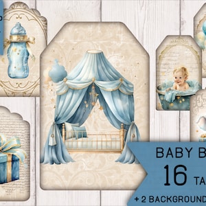 TAG  junk journal ephemera BABY printable vintage art junk journal digital kit craft paper digital scrapbook shabby chic journal printable