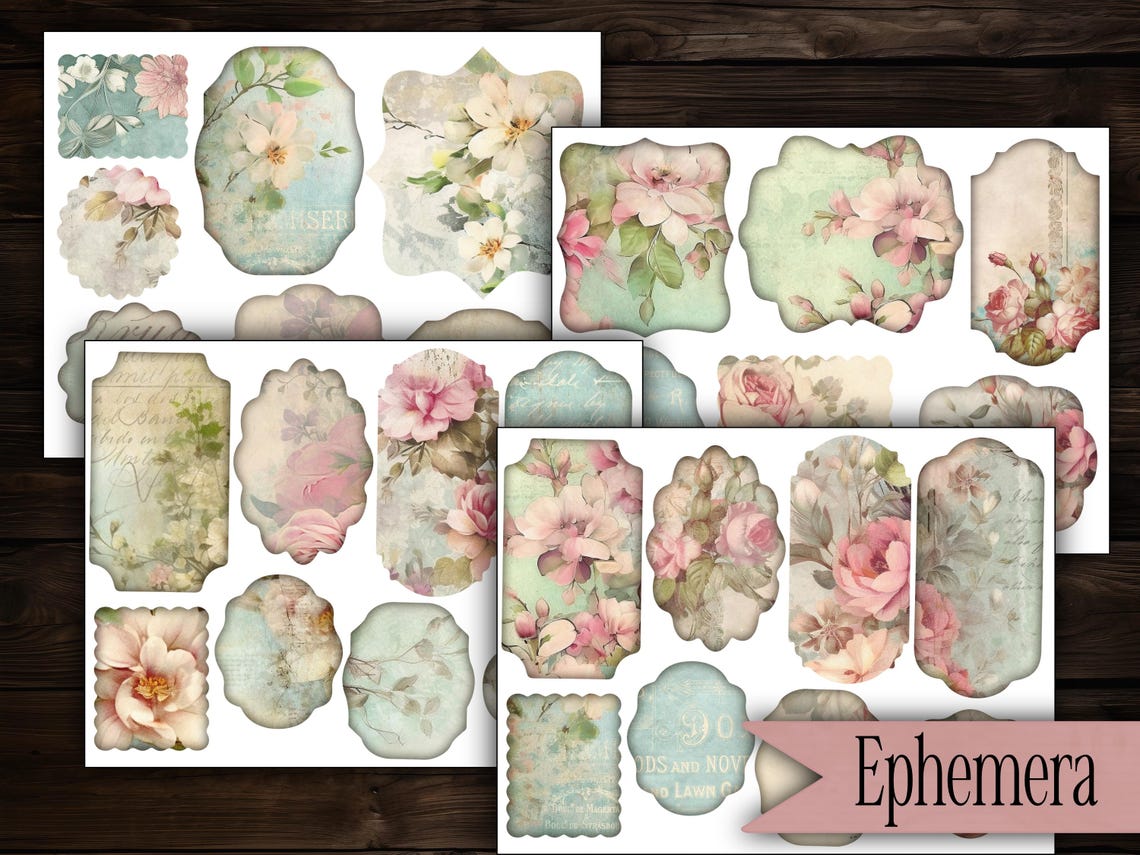 Vintage Floral Ephemera Kit Junk Journal Kit Printable Ephemera Pack ...