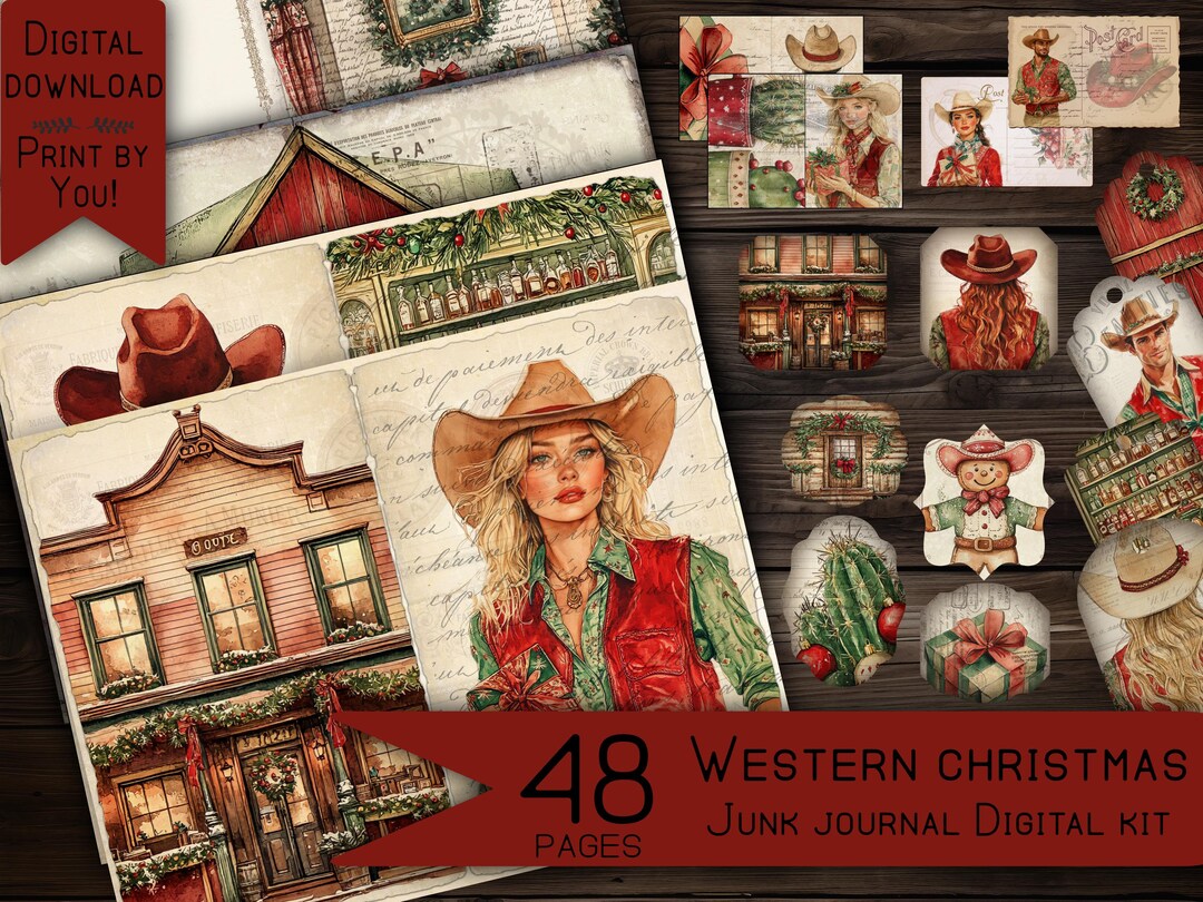Christmas Junk Journal Kit Printable Vintage Winter Pages Card ...