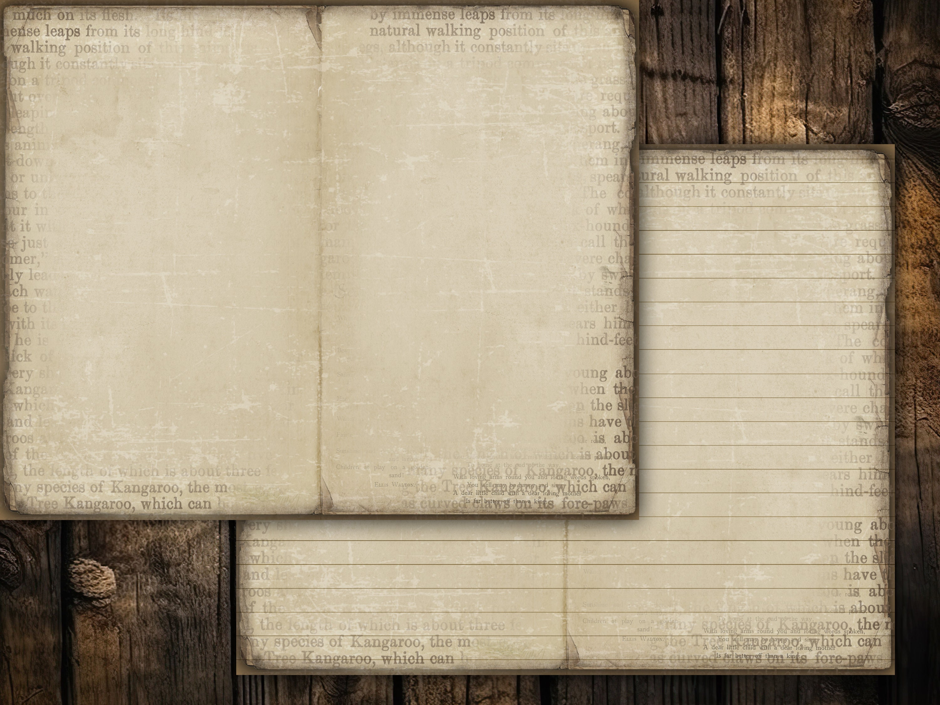 LINED AND BLANK Junk Journal Pages Digital Download Scrapbook Paper Kit ...