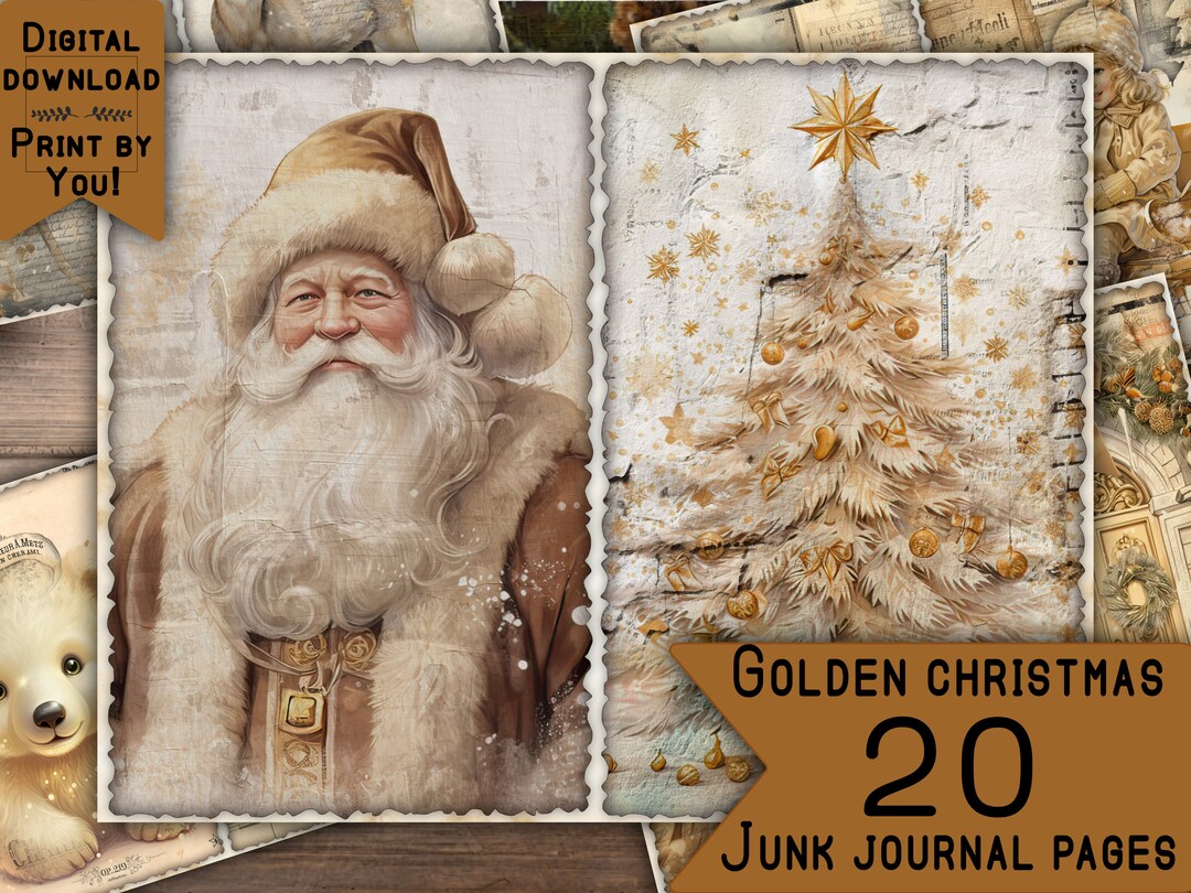 Christmas Junk Journal Pages Digital Scrapbook Paper Kit Collage Sheet ...