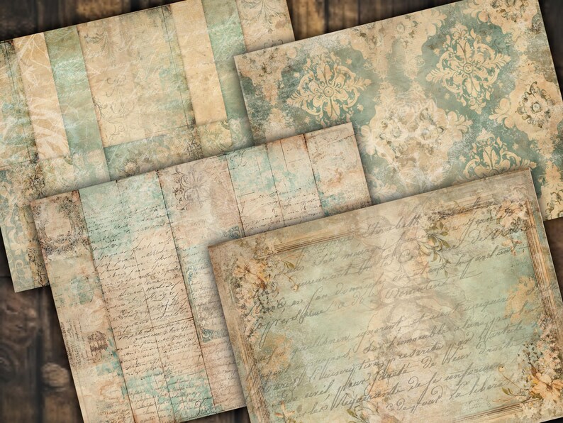 Digital Paper Pack Shabby Chic Junk Journal Scrapbook Kit Collage Sheet ...