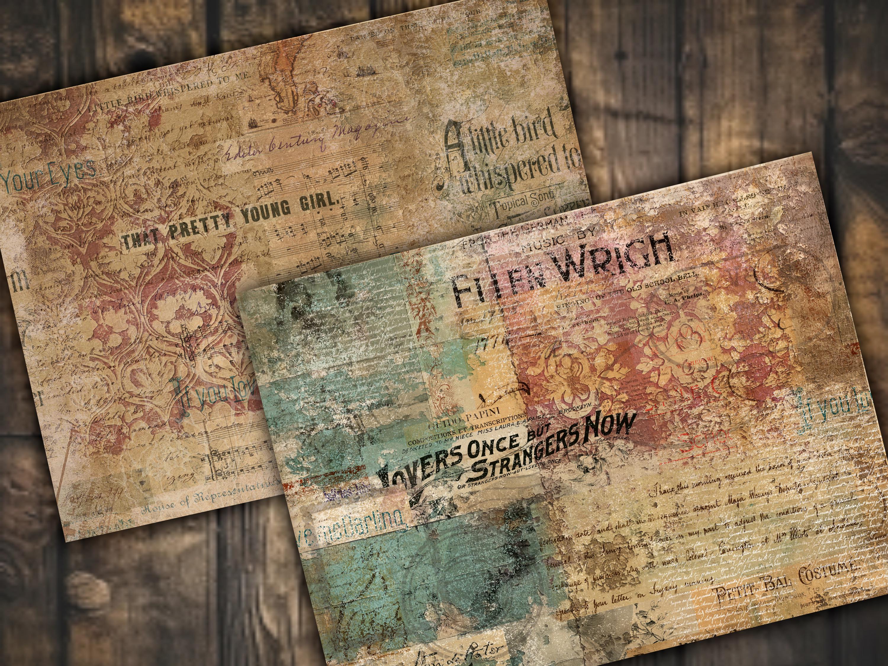 Vintage Craft Paper Pack Digital Download Mixed Media Supply Junk ...