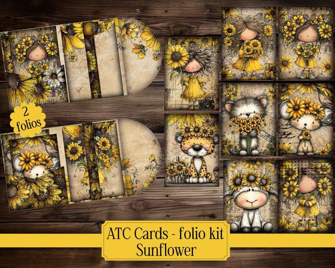 Sunflower Junk Journal Kit – ATC Cards Folios Envelopes Tags ...