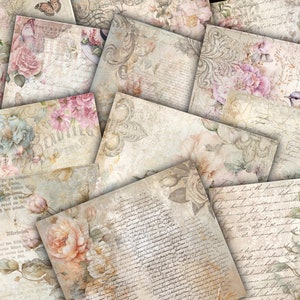Pink Digital Paper Pack Shabby Chik Junk Journal Scrapbook Kit Collage ...