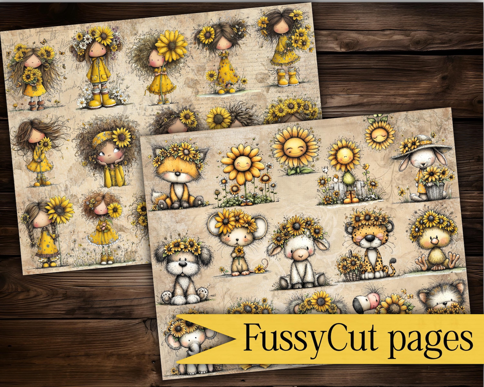 Sunflower Junk Journal Kit Printable | Spring Folio Kit | Yellow Floral ...
