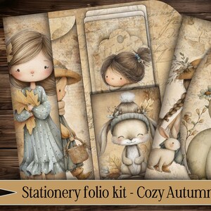 vintage folio card holder digital printable junkjournal stationery paper digital gift junk journal Ephemera pocket scrapbook Autumn Kids