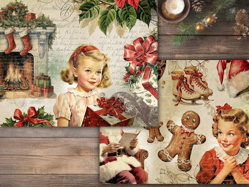 Christmas Junk Journal Digital Paper Scrapbook Kit Collage Sheet ...