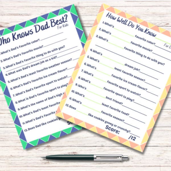 Who's Knows Dad Best?, How Well does Dad Know His kids?, Fun Games for Fathers Day or Dad's Birthday