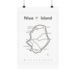 Niue Map Pacific Island Premium Matte Vertical Posters