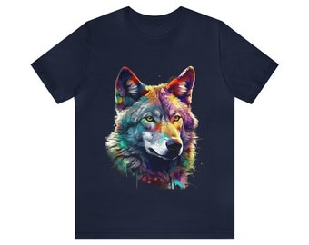 Camisa de lobo, camiseta de lobo, camisa de vida silvestre, animal de color de agua, camisa de amante de lobo, camisa de luna de lobo, camisa de montañas de lobo, camisa de campista