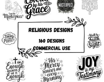 Lot de 160 citations religieuses SVG : dessins d'écritures chrétiennes (SVG + PNG)