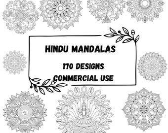 Fichiers SVG PNG pour mandala hindou : 170 modèles pour Cricut