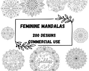 Mandalas d'énergie féminine : 200 modèles de méditation (SVG et PNG)