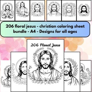 200+ Floral Jesus Coloring Pages Printable Bundle for Relaxation and Reflection | Christian Coloring Book PDF for Adults & Kids