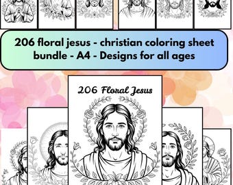 Floral Jesus Coloring Pages: Christian Art, Kids & Adults (PDF Download)