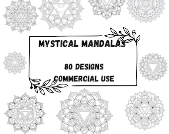 Lot de 80 mandalas mystiques SVG PNG : clipart sorcellerie (téléchargement numérique)