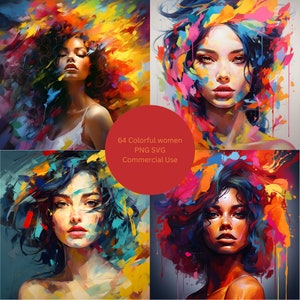 Impressão colorida de mulher, rosto de mulher, arte de parede para impressão, pintura, rosto feminino, pôster, abstrato, download, decoração para casa, retrato de menina, PNG, SVG, arte vetorial