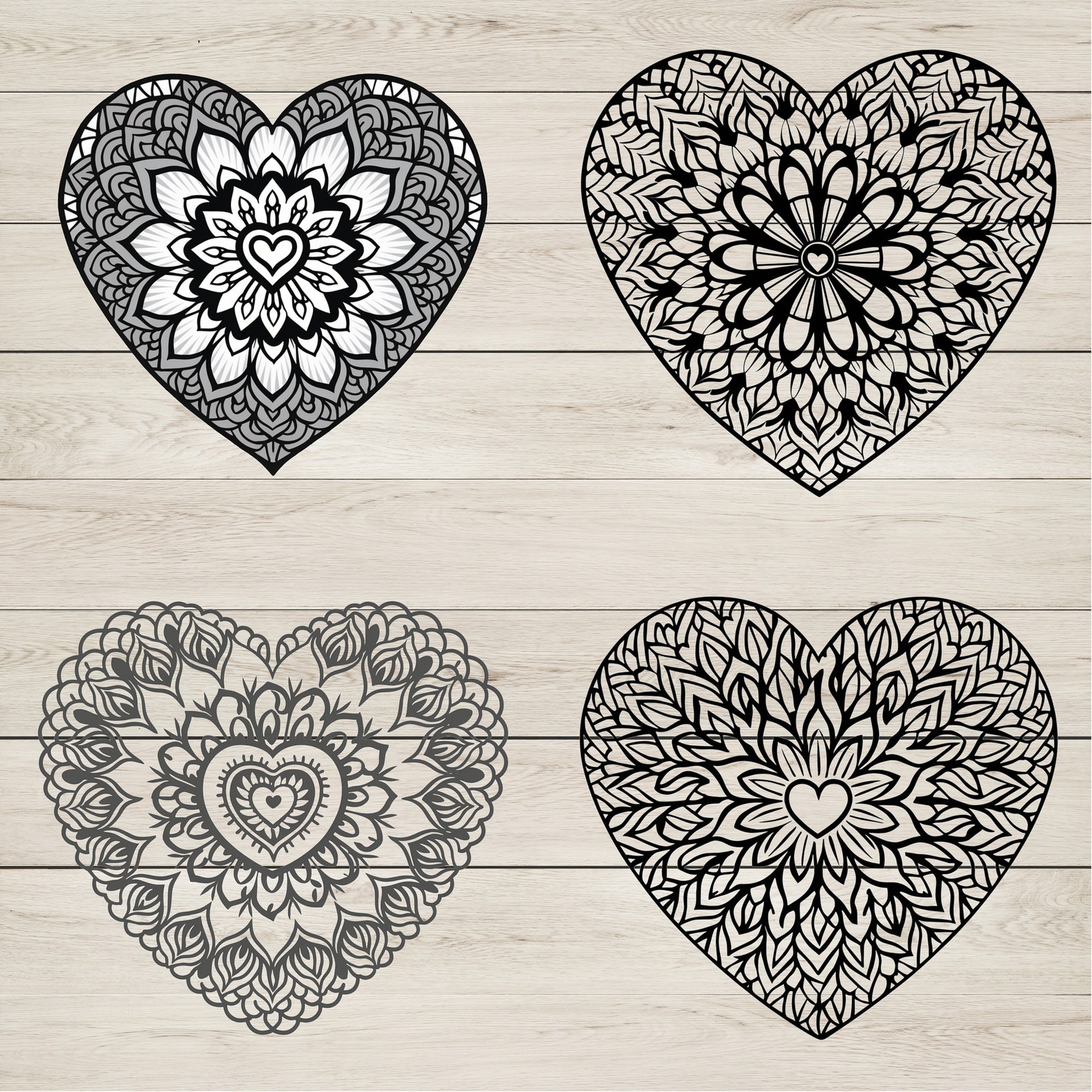 Heart Mandala SVG Bundle: Love Designs, Cricut Cut Files (230 Files) - Etsy