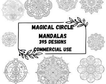 Lot de mandalas mystiques SVG : sorcellerie, dessins occultes (téléchargement numérique)