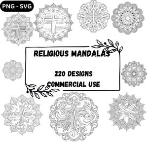 Pacote de Mandala Religiosa SVG PNG – Vetor cristão e arquivos de corte espiritual para Cricut, Sublimação, Arte Bíblica, Clipart de Fé e Decoração de Casa