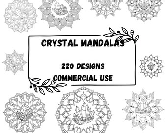 220 mandalas de cristal PNG SVG | Téléchargement numérique pour créations manuelles, scrapbooking et projets de design | Accès instantané