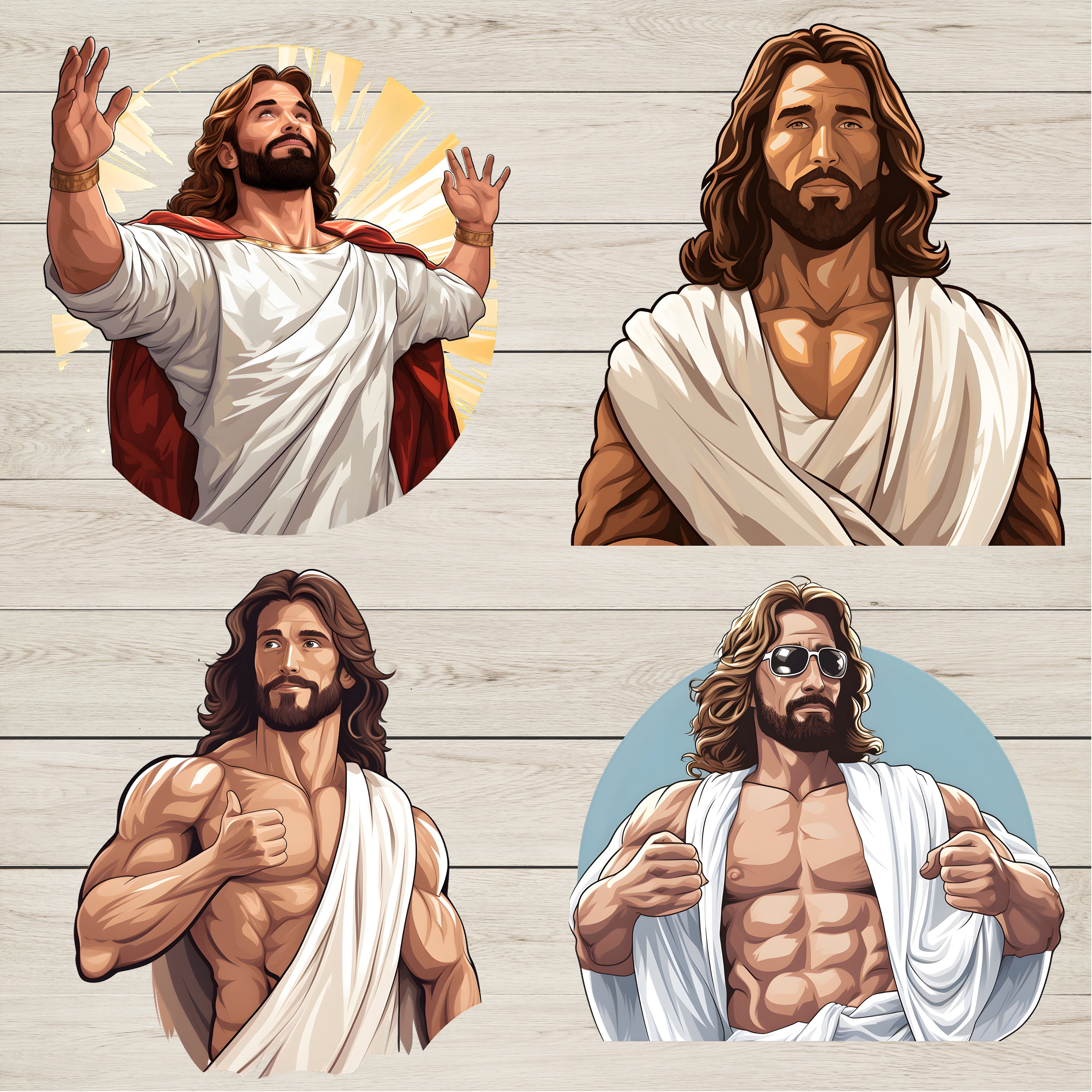 Muscular Jesus Clipart Bundle: 200 PNG & SVG Religious Designs (digital ...